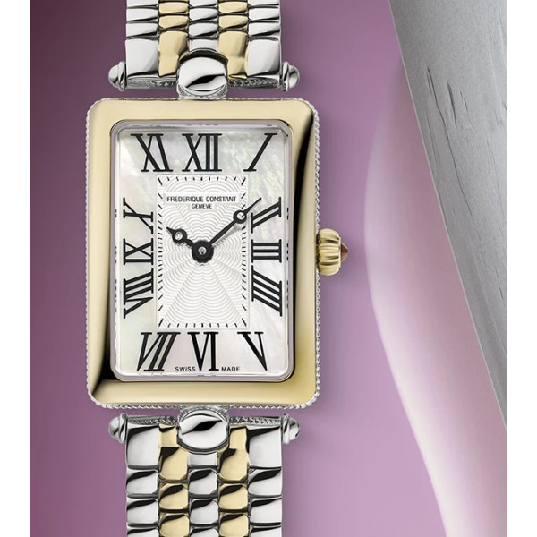 Montre Frederique Constant Classics Art Deco Carree Quartz Cadran Nacre Bracelet Acier inoxydable