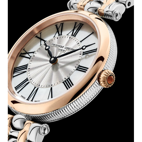 Montre Frederique Constant Classics Art Deco Round Quartz Cadran Nacre Bracelet Acier inoxydable