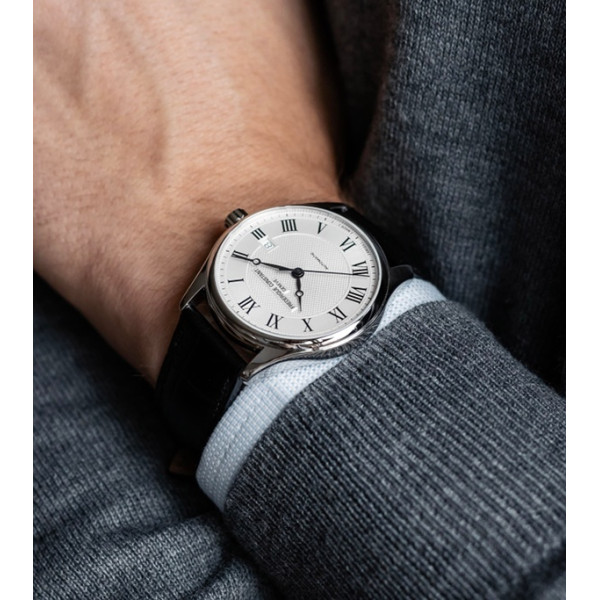 Montre Frederique Constant Classics Automatic Automatique Cadran Argent Bracelet Cuir de veau