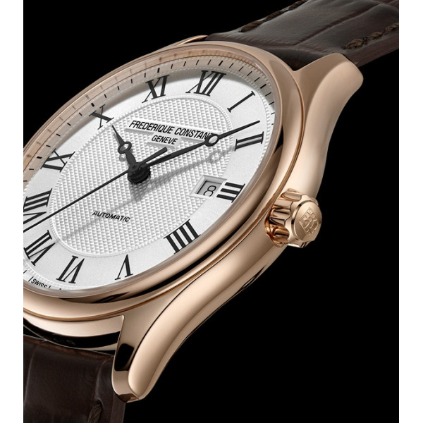 Montre Frederique Constant Classics Automatic Automatique Cadran Argent Bracelet Cuir de veau
