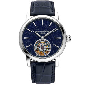 Montre Frederique Constant Manufacture Classic Tourbillon Cadran Bleu Bracelet Cuir Alligator