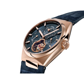 Montre Frederique Constant Manufacture Highlife Tourbillon Perpetual Calendar Cadran Bleu Bracelet Cuir Alligator