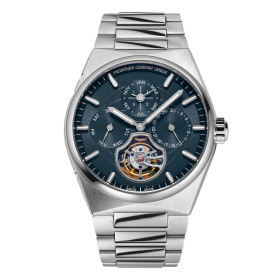 Montre Frederique Constant Manufacture Highlife Tourbillon Perpetual Calendar Cadran Bleu Bracelet Acier inoxydable