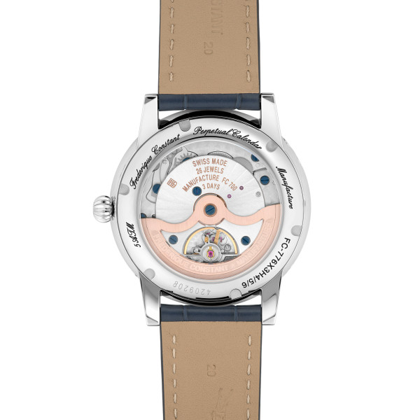 Montre Frederique Constant Manufacture Classic Perpetual Calendar Cadran Argent Bracelet Cuir Alligator