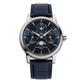 Montre Frederique Constant Manufacture Classic Perpetual Calendar Cadran Bleu Bracelet Cuir Alligator