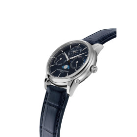 Montre Frederique Constant Manufacture Classic Perpetual Calendar Cadran Bleu Bracelet Cuir Alligator