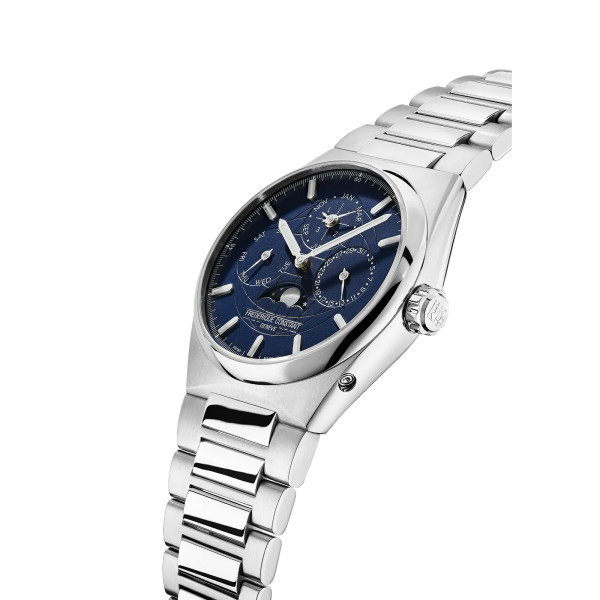 Montre Frederique Constant Highlife Perpetual Calendar Manufacture Cadran Bleu Bracelet Acier inoxydable
