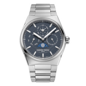 Montre Frederique Constant Highlife Perpetual Calendar Manufacture Cadran Bleu Bracelet Acier inoxydable