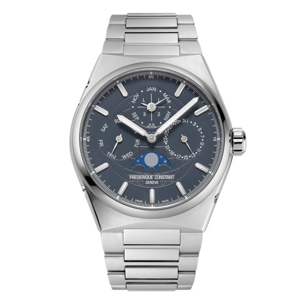 Montre Frederique Constant Highlife Perpetual Calendar Manufacture Cadran Bleu Bracelet Acier inoxydable