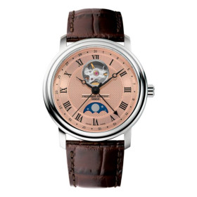 Montre Frederique Constant Classics Heart Beat Moonphase Date Automatique Cadran Saumon Bracelet Cuir de veau