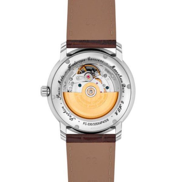 Montre Frederique Constant Classics Heart Beat Moonphase Date Automatique Cadran Saumon Bracelet Cuir de veau