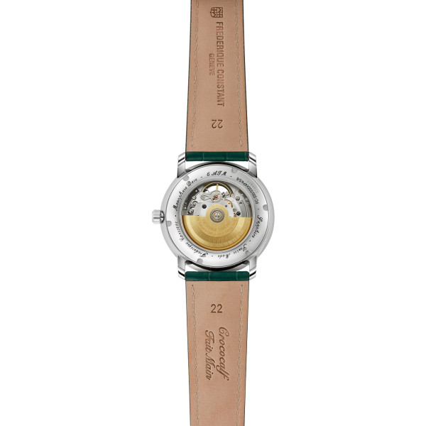 Montre Frederique Constant Classics Heart Beat Moonphase Date Automatique Cadran Vert Bracelet Cuir de veau