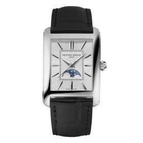 Montre Frederique Constant Classics Carree Moonphase Automatic Automatique Cadran Argent Bracelet Cuir de veau