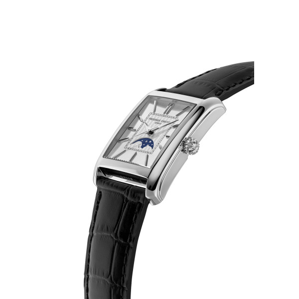 Montre Frederique Constant Classics Carree Moonphase Automatic Automatique Cadran Argent Bracelet Cuir de veau