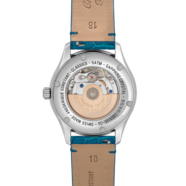 Montre Frederique Constant Classics Elegance Luna Automatique Cadran Blanc Bracelet Cuir de veau