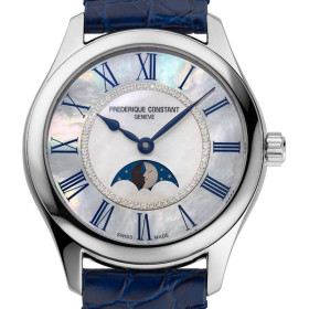 Montre Frederique Constant Classics Elegance Luna Automatique Cadran Nacre Bracelet Cuir de veau
