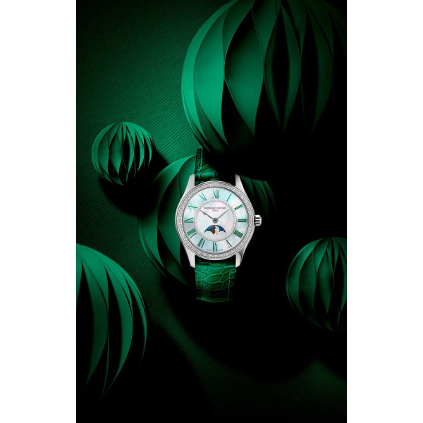 Montre Frederique Constant Classics Elegance Luna Automatique Cadran Nacre Bracelet Cuir de veau