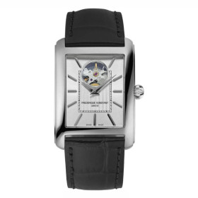 Montre Frederique Constant Classics Carree Heart Beat Automatic Automatique Cadran Argent Bracelet Cuir de veau