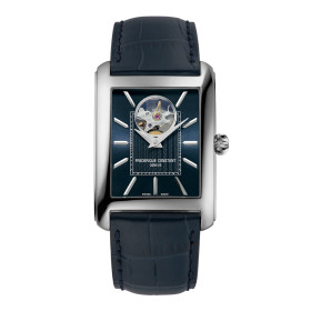Montre Frederique Constant Classics Carree Heart Beat Automatic Automatique Cadran Bleu Bracelet Cuir de veau