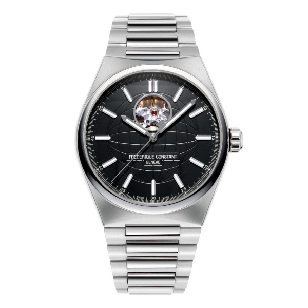 Montre Frederique Constant Highlife Heart Beat Automatic Automatique Cadran Noir Bracelet Acier inoxydable