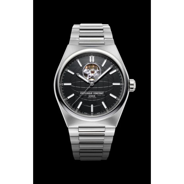 Montre Frederique Constant Highlife Heart Beat Automatic Automatique Cadran Noir Bracelet Acier inoxydable