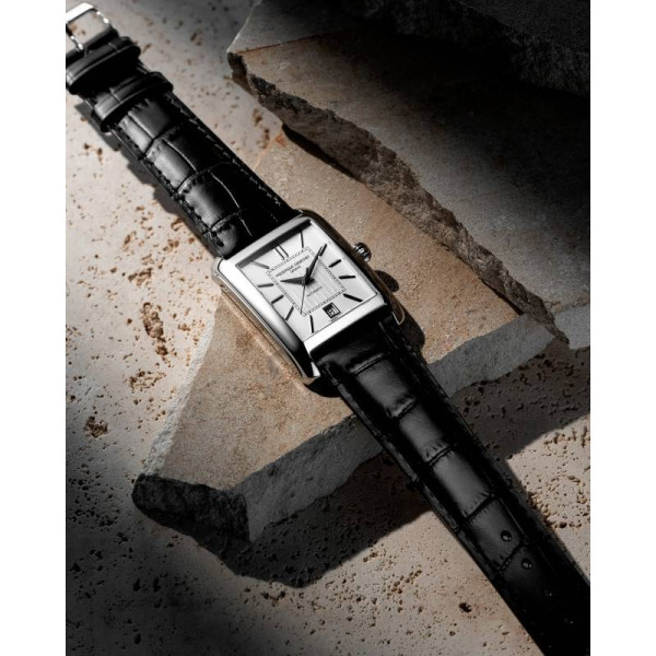 Montre Frederique Constant Classics Carree Automatic Automatique Cadran Argent Bracelet Cuir de veau