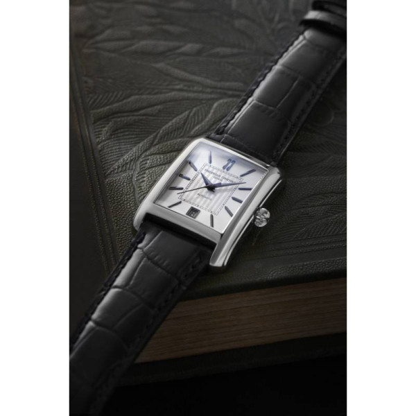 Montre Frederique Constant Classics Carree Automatic Automatique Cadran Argent Bracelet Cuir de veau