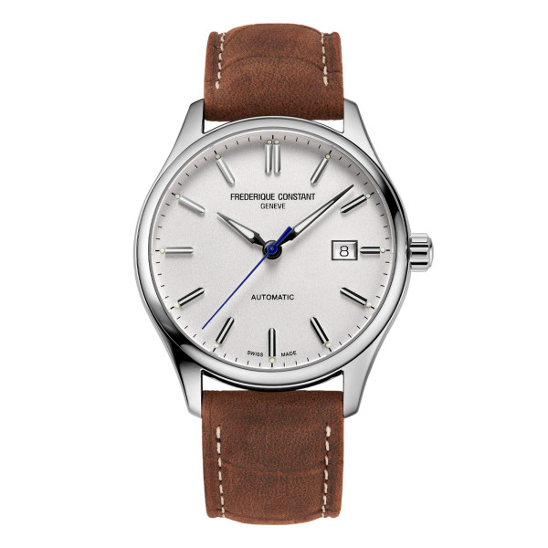Montre Frederique Constant Classics Index Automatic Automatique Cadran Argent Bracelet Cuir de veau