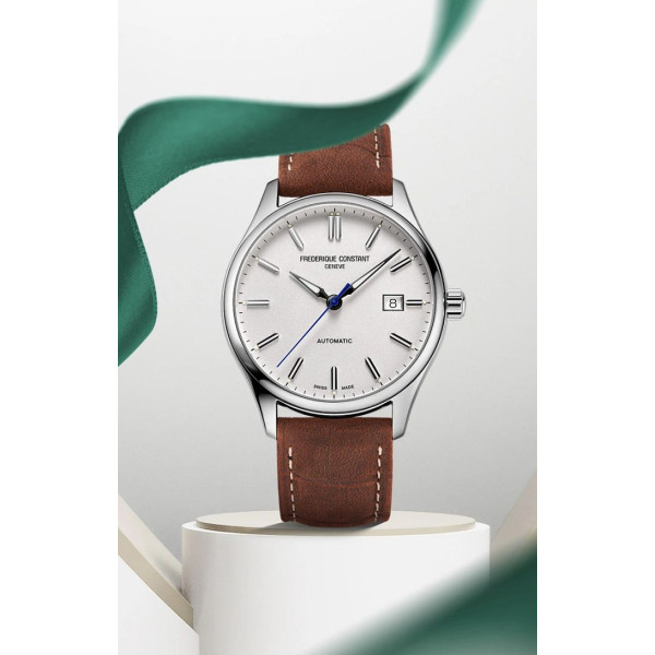Montre Frederique Constant Classics Index Automatic Automatique Cadran Argent Bracelet Cuir de veau