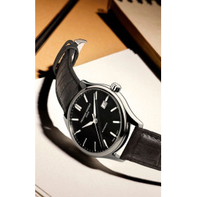 Montre Frederique Constant Classics Index Automatic Automatique Cadran Noir Bracelet Cuir de veau
