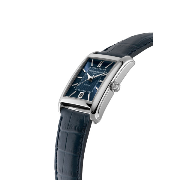 Montre Frederique Constant Classics Carree Automatic Automatique Cadran Bleu Bracelet Cuir de veau