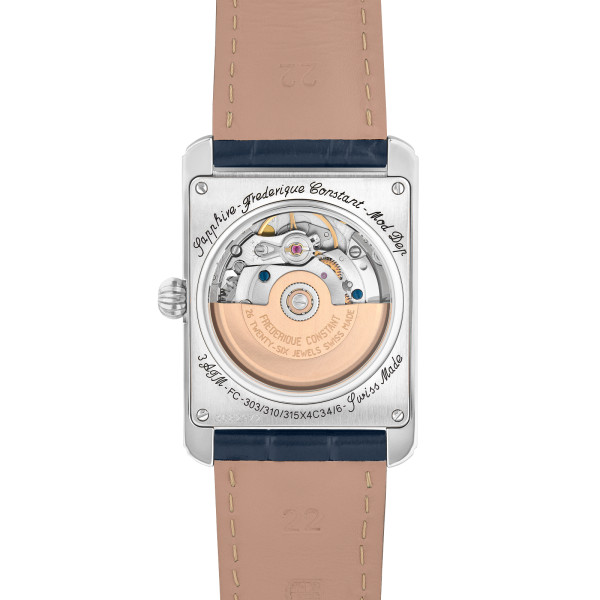 Montre Frederique Constant Classics Carree Automatic Automatique Cadran Bleu Bracelet Cuir de veau