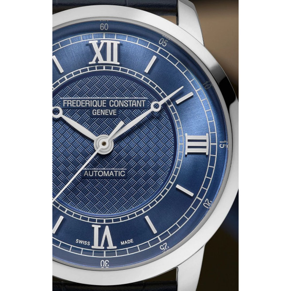 Montre Frederique Constant Classics Premiere Automatique Cadran Bleu Bracelet Cuir de veau