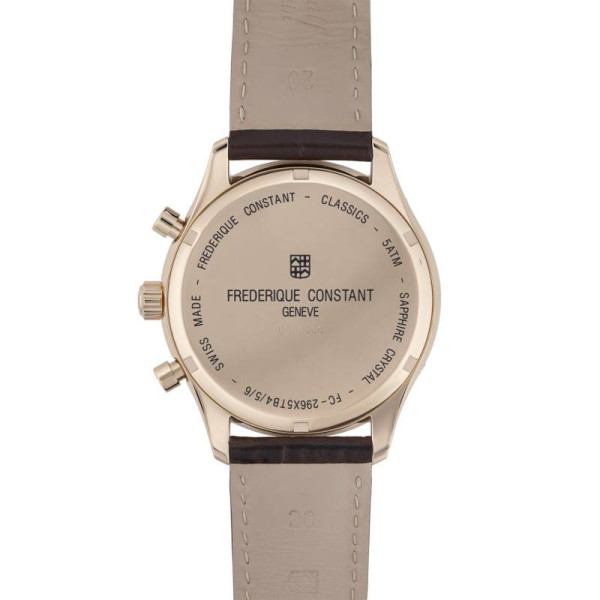 Montre Frederique Constant Classics Quartz Chronograph Triple Calendar Quartz Cadran Argent Bracelet Cuir de veau