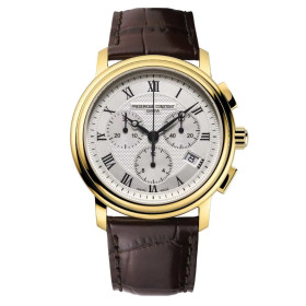 Montre Frederique Constant Classics Quartz Chronograph Quartz Cadran Argent Bracelet Cuir de veau