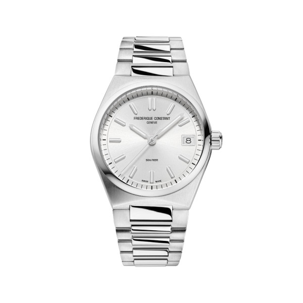 Montre Frederique Constant Highlife Ladies Quartz Quartz Cadran Argent Bracelet Acier inoxydable