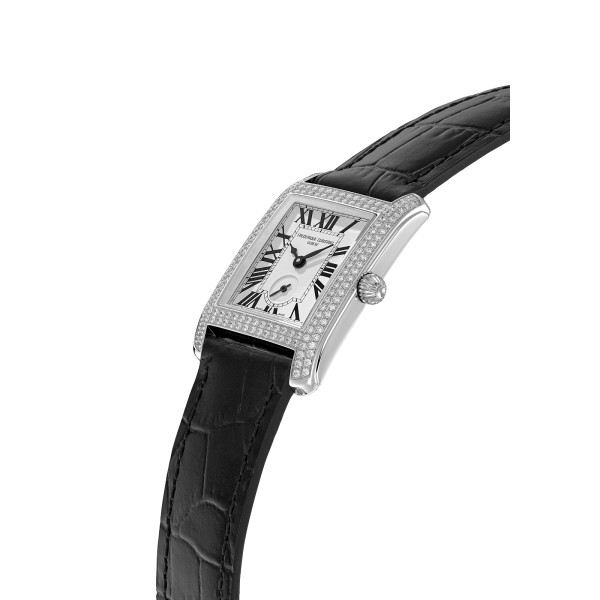 Montre Frederique Constant Classics Carree Small Seconds Quartz Cadran Argent Bracelet Cuir de veau