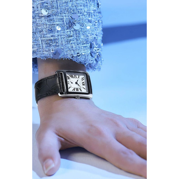 Montre Frederique Constant Classics Carree Small Seconds Quartz Cadran Argent Bracelet Cuir de veau