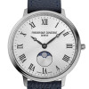 Montre Frederique Constant Classics Moneta Moonphase Quartz Cadran Argent Bracelet Cuir de veau