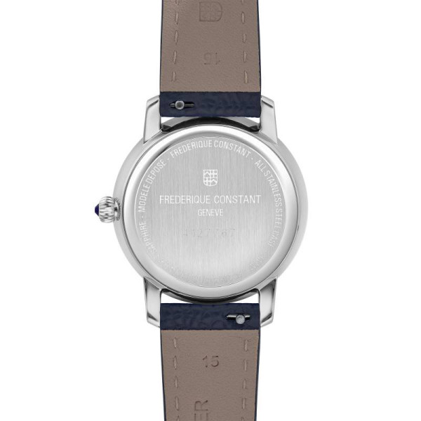 Montre Frederique Constant Classics Slimline Ladies Moonphase Quartz Cadran Argent Bracelet Cuir de veau