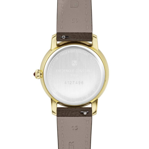 Montre Frederique Constant Classics Slimline Ladies Moonphase Quartz Cadran Argent Bracelet Cuir de veau