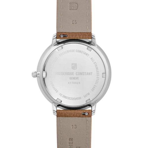 Montre Frederique Constant Classics Moonphase Quartz Cadran Bleu Bracelet Cuir de veau