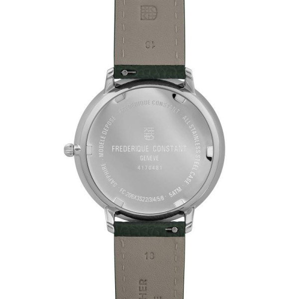 Montre Frederique Constant Classics Moonphase Quartz Cadran Vert Bracelet Cuir de veau