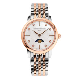 Montre Frederique Constant Classics Slimline Ladies Moonphase Quartz Cadran Nacre Bracelet Acier inoxydable