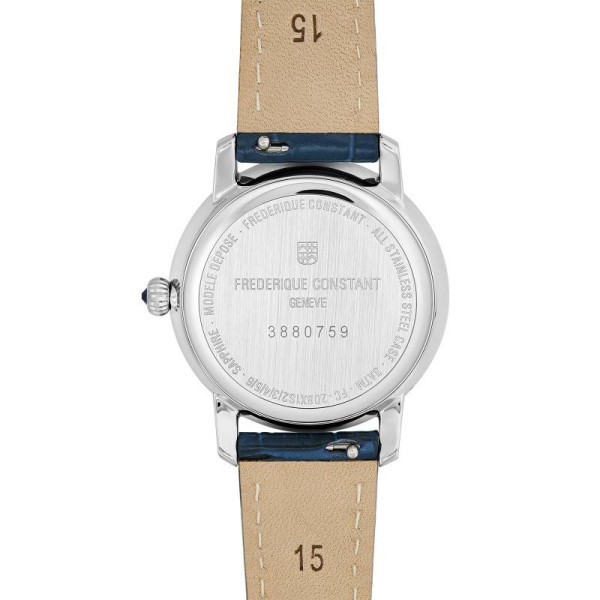 Montre Frederique Constant Classics Slimline Ladies Moonphase Quartz Cadran Nacre Bracelet Cuir de veau