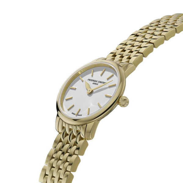 Montre Frederique Constant Classics Slimline Ladies Mini Quartz Cadran Blanc Bracelet Acier inoxydable