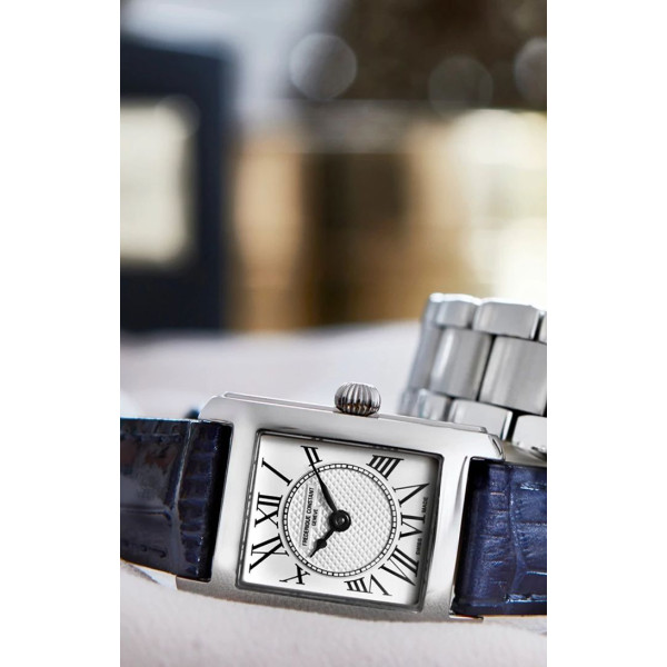 Montre Frederique Constant Classics Carree Ladies Quartz Cadran Argent Bracelet Cuir de veau
