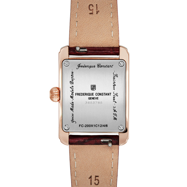 Montre Frederique Constant Classics Carree Ladies Quartz Cadran Argent Bracelet Cuir de veau