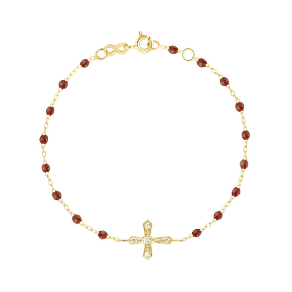 Bracelet gigi CLOZEAU Croix Vintage Diamant Or Jaune 17 cm