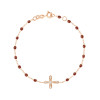 Bracelet gigi CLOZEAU Croix Vintage Diamant Or Rose 17 cm